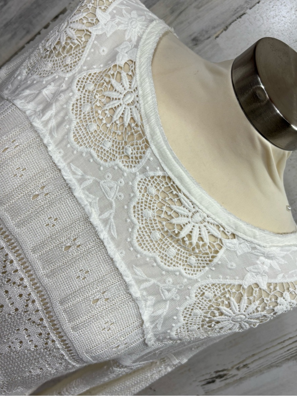 Free People Once Upon a Time Ivory Lace Crochet Bell Sleeve Top - Picture 6 of 14